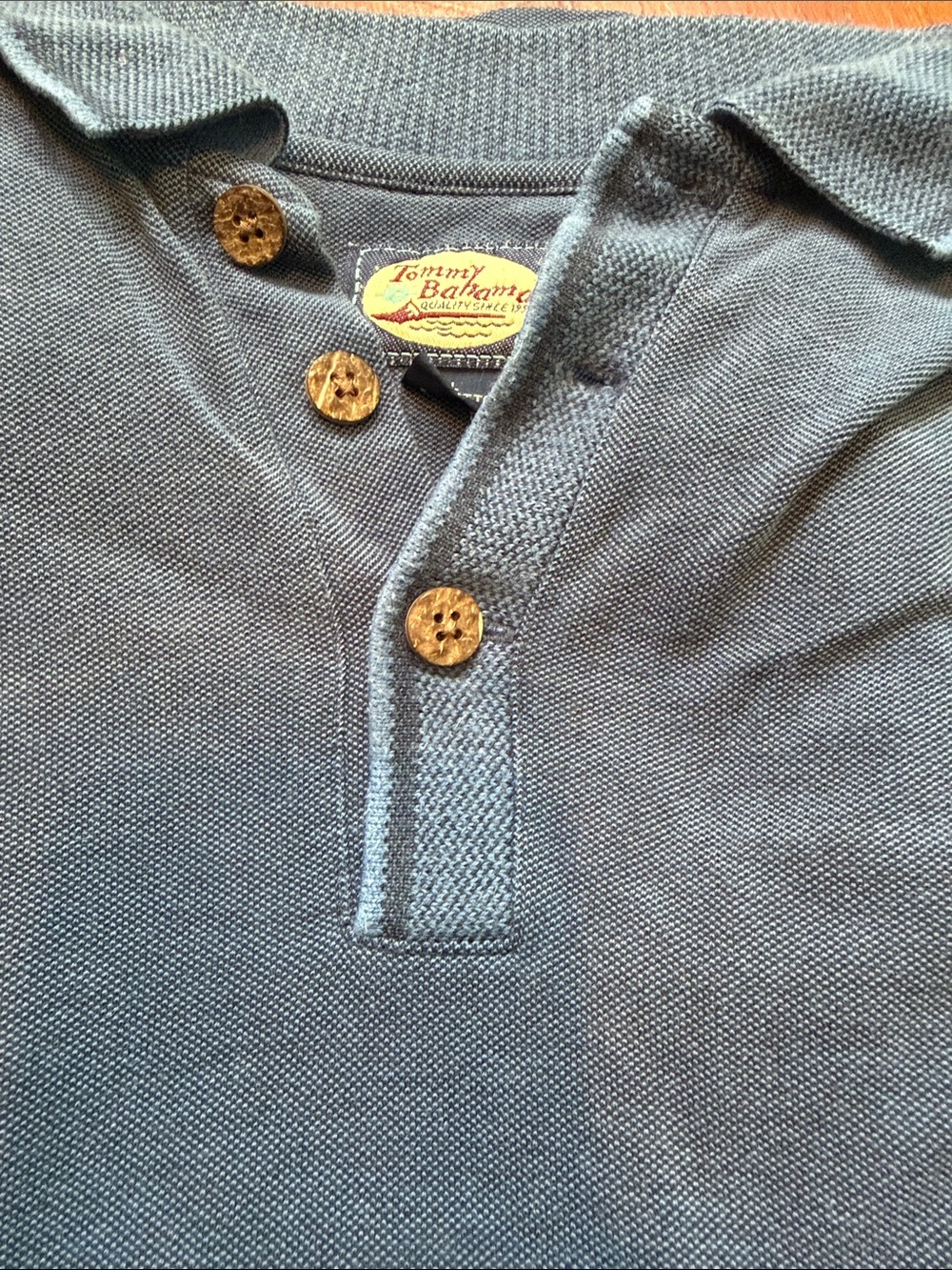 Tommy Bahama Men's Slate Blue Polo with Coconut Buttons, L